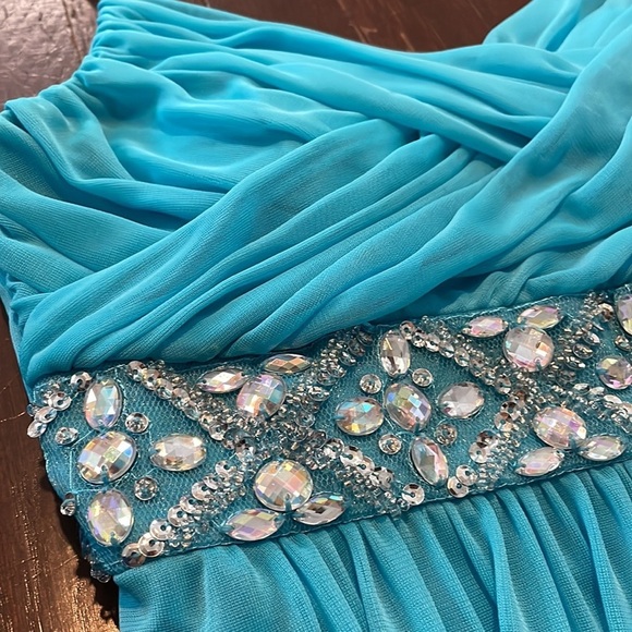 Junior's B. Darlin Long Spaghetti Strap Beaded Formal Dress - Homecoming or Prom - Picture 8 of 16